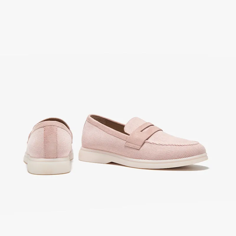 BeauToday Handmade Corduroy Walking Penny Loafers Slip On Flat for Women