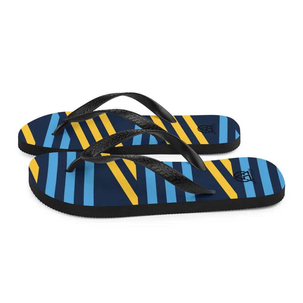 Blue and Yellow Stripes Flip-Flops