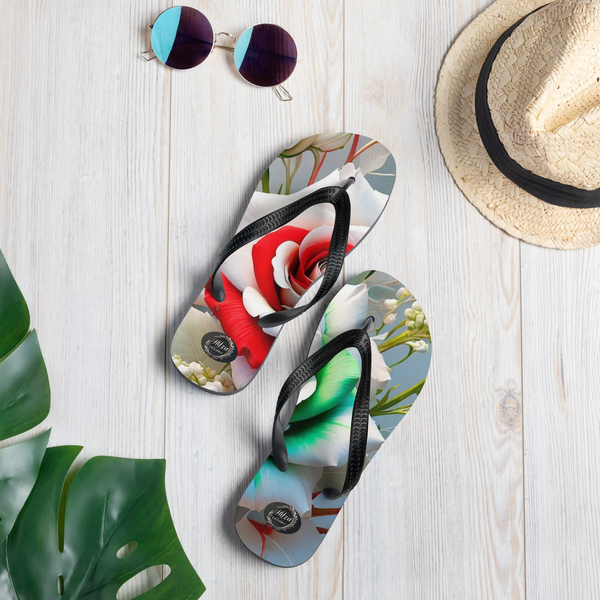 Floral design on Platform flip-flops