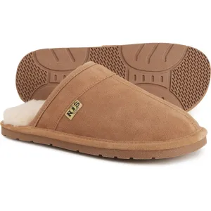 RJ FUZZIES Men's Cozy Wool Scuff Suede Comfort Slip-on Style Slippers