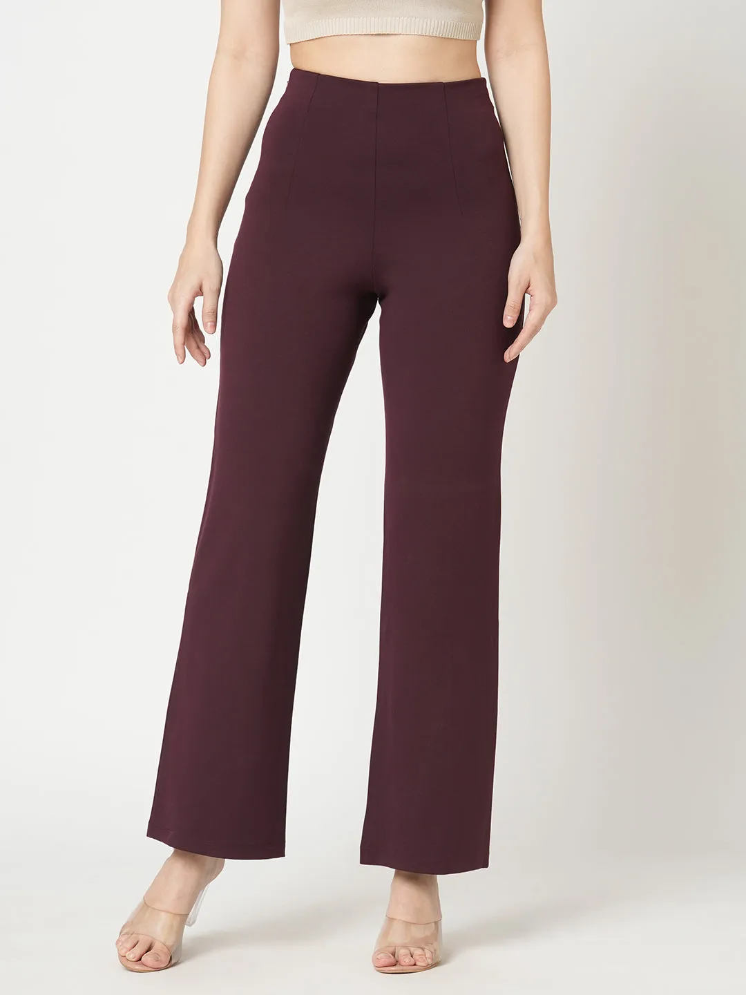 Women Wine Wide Leg Tregging